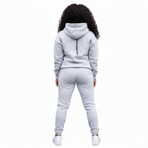 Conjunto Deportivo de Dos Piezas para Mujer, Diseño Personalizado, Color Sólido, para Invierno, con Sudadera Corta - Product Image 4