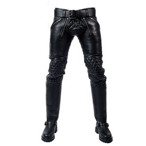 กางเกงหนังแกะบุผ้านวมสีดำสำหรับผู้ชาย - Product Image 1