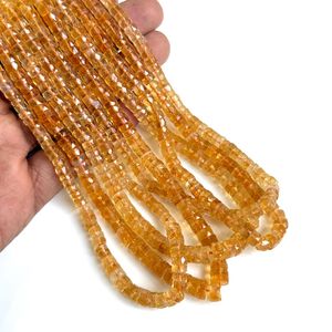 Cuentas facetadas de citrino natural tipo neumático de 5 mm, cuentas Heishi de citrino genuino en forma de rueda, hilo de cuentas de piedras preciosas de 16 pulgadas para joyería. - Product Image 2
