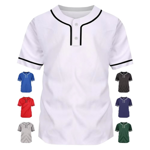 เสื้อเบสบอลคุณภาพสูง แขนสั้น ผ้าตาข่าย กระดุมสองเม็ด สีพื้น ไซส์ใหญ่ ระบายอากาศได้ดี น้ำหนักเบา เหมาะสำหรับทีมกีฬาและการฝึกซ้อม - Product Image 1