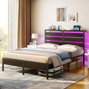 Home Smart <b>Bed</b> Linen Metal <b>Black</b> with Fantasy Led Lights Vietnam-Made Queen Size OEM/ODM Foldable 25.2kgs/27.7kgs - Product Image 1