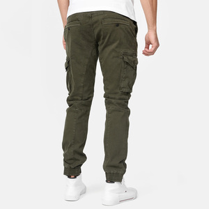 Pantalones Cargo Verde Oliva para Hombre, Material de Lona, Múltiples Bolsillos, Cintura Elástica, Estilo Casual, Ropa de Primavera - Product Image 3