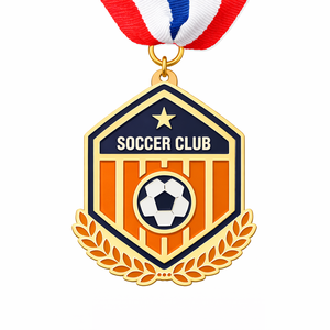 เหรียญรางวัลฟุตบอลแบบกำหนดเองสำหรับการแข่งขันเคลือบเอนาเมลแบบนุ่ม - Product Image 2