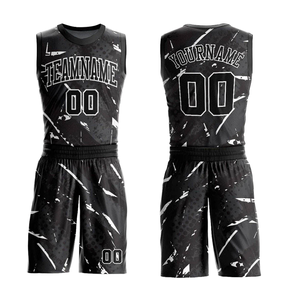 Uniforme de Baloncesto de Tela Lavable, Color Negro, Precio al por Mayor, Servicio de Impresión OEM, Embalaje Personalizado para Niños y Niñas - Product Image 1