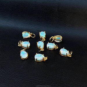 Synthétique éthiopien opale poire pendentif connecteur poire forme broche cadre pendentif connecteur pour la fabrication de colliers - Product Image 2