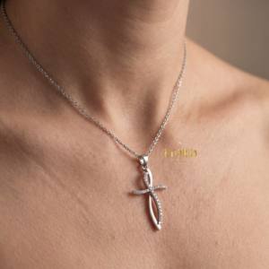 Collar de Cadena con Eslabones de Oro y Diamantes con Símbolo de Eternidad Radiante para Mujer, Regalo de Lujo para Compromiso, Boda, Fiesta, Estilo Chic - Product Image 3