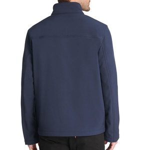 <b>Men's</b> <b>Navy</b> Canvas <b>Quilted</b> Hooded <b>Jacket</b> Stand Collar Zipper Closure Heated Windproof Casual Winter Wear Regular Sleeve Solid - Product Image 3