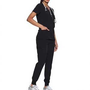 Ensemble de blouses d'infirmière deux pièces en sergé respirant Spandex/Polyester avec logo personnalisé et détection d'aiguilles, uniformes médicaux pour femmes en milieu hospitalier - Product Image 6