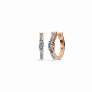 Pendientes de Aro Elegantes con Diamantes Cultivados en Laboratorio, Corte Redondo y Marquise, 16 Piedras, Oro Blanco de 18K, Modernos, para Venta al Por Mayor y Exportación a India - Product Image 1