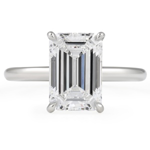 Anillo de compromiso y aniversario para mujer, con diamante de laboratorio de corte esmeralda de 3.09 ct, certificado IGI, oro blanco de 14K, solitario de 4 puntas. - Product Image 5