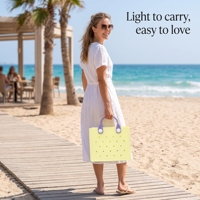 Sac fourre-tout carré en silicone EVA avec logo personnalisé, imperméable et durable, idéal pour la promotion, compatible avec les breloques de chaussures DIY, pour femmes, plage et shopping