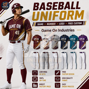 Tenue de sport personnalisée à sublimation intégrale haute performance, légère, de bonne qualité, service OEM ODM, uniforme de baseball - Product Image 3