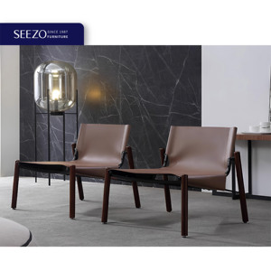 Nouveau <span class=keywords><strong>design</strong></span> chaises modernes en cuir chocolat métal <span class=keywords><strong>bois</strong></span> extérieur artificiel intérieur Relax <span class=keywords><strong>chaise</strong></span> longue pour hôtel - Product Image 1