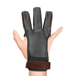 Gant de tir à l'arc en cuir bicolore sur mesure à 3 doigts avec protection renforcée des pointes des doigts pour la corde de l'arc - Product Image 2