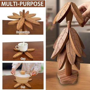 KISWAH CRAFT Precios Directos de Fábrica, Posavasos Modernos y Ecológicos de Madera Maciza con Acabado en Nogal, 350mm/300mm de Diámetro - Product Image 2