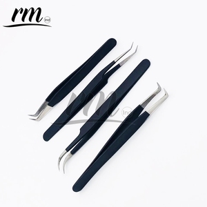 Pince à épiler pour cils RMI 4 Different Point Silver Tip et Black Powder Color, en acier inoxydable, pointe de précision, couleur violette, lot de 6 - Product Image 3