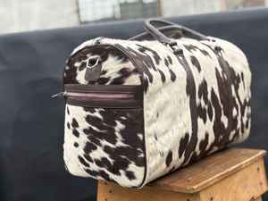 Bolsa de Viaje de Cuero con Pelo Natural Hecha a Mano, de Piel Genuina de Vacuno, Estilo Vintage, Ligera y Grande, para Fin de Semana o Viajes Cortos - Product Image 2