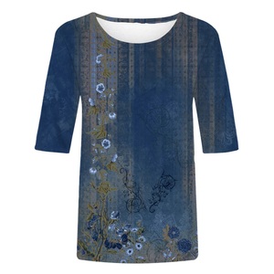 Tops grande taille pour femmes, t-shirts graphiques à col rond longueur coude pour femmes, vêtements du Bangladesh à prix avantageux - Product Image 3