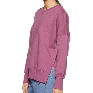 Sweat-shirt en molleton pour femmes, coupe ample, style streetwear, col rond, manches longues, longueur courte, 95% coton, 5% élasthanne, avec épaulettes - Product Image 3