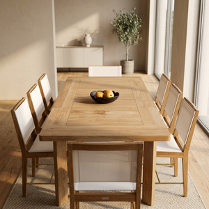Outdoor solid wood <b>dining</b> <b>set</b> <b>4</b>/6/8 Seater OEM ODM Wood or Aluminum Custom Cushions + Colors + <b>Fabric</b> + Size - Product Image 1