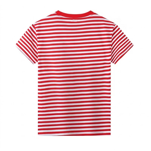 Camiseta a Rayas Unisex, Clásica, Informal, de Algodón, Personalizable con Logotipo OEM, Camiseta a Rayas de Moda Casual - Product Image 4