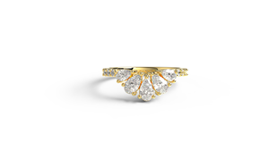 Luxury 18K Gold Pear Diamond Ring Curved Round Diamond Wedding Band Cluster Tiara Crown Stacking Engagement Ring Jewelry Women - Product Image 1