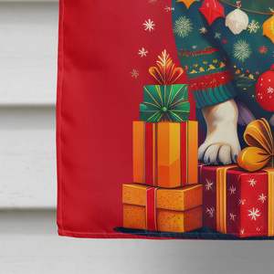 Bouledogue français vacances noël grand porche poteau décoratif cour bannière Polyester maison taille tenture murale œuvre - Product Image 4