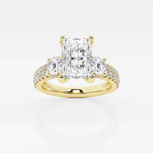 Bague IGI/GIA élégante en or blanc 14 carats créée par un long coussin en laboratoire cadeau de fiançailles/mariage vintage de luxe anniversaires cultivés en laboratoire - Product Image 1