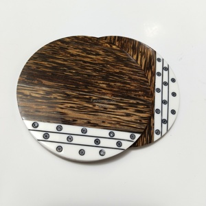Antique Wood <b>Table</b> Top Bone inlay Coasters Set Round Bone Inlay & Drink <b>Mats</b> Home Decor for <b>Table</b> Decoration - Product Image 2