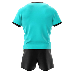 Seragam Rugby Pria Baru Warna Turquoise Hitam Lengan Pendek Bahan Polyester Penyerap Keringat Model Atletis Cocok untuk Semua Musim Jersey Cetak Sublimasi - Product Image 3