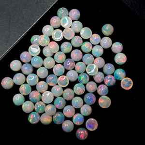 Lot de 13 cabochons ronds en opale blanche éthiopienne, pierres précieuses multicolores - Product Image 4