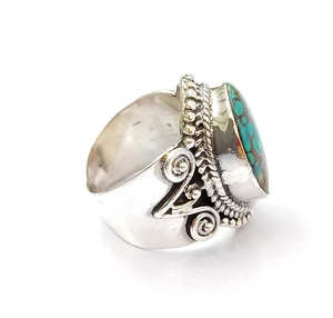 11.3 Grams Turquois Gemstone Silver <b>Statement</b> <b>Ring</b> 925 Sterling Silver Vintage Style Jewelry For Men And Women - Product Image 3