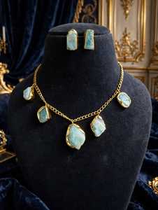 New Arrival Natural Stone Brass <b>Indian</b> Wedding Engagement Bridal <b>Jewellery</b> <b>Set</b> Daily Wear Party Anniversary Trendy <b>Jewellery</b> - Product Image 2
