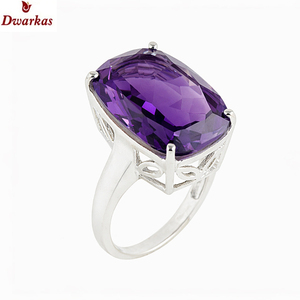 แหวนเงินแท้ 925 ประดับด้วยพลอยอเมทิสต์ธรรมชาติทำมือ - Product Image 1