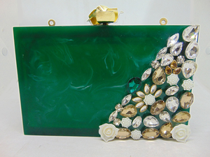Bolso de Mano de Diseño para Mujer, en Resina Verde Mármol, Ecológico, Hecho a Mano, con Correa de Hombro de Gamuza, Forro de Algodón, para Primavera - Product Image 4