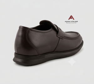 Asken Atelier Mocassins Penny en Cuir Marron pour Homme, Légers, Amortissants, Souples, Chaussures Habillées Rehaussantes à Talon Caché - Product Image 2