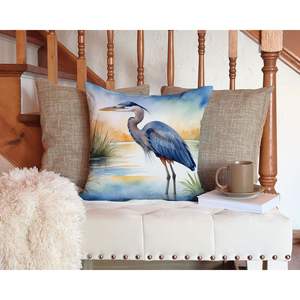 Blue Heron Emerging From <b>Day</b> Fading Machine Washable 14Hx14W Indoor & <b>Outdoor</b> Decorative Throw Pillow for Couch <b>Bed</b> & Patio - Product Image 3