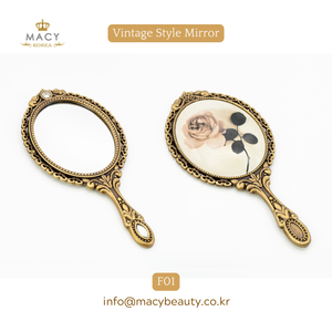 MACY BEAUTY KOREA Antique Bronze Oval <b>Handheld</b> <b>Mirror</b> with Crystal Vintage Vanity <b>Mirror</b> - Product Image 1