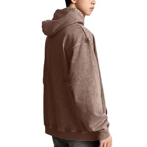 เสื้อฮู้ดดี้โอเวอร์ไซส์สไตล์วินเทจสำหรับผู้ชาย ผ้าคอตตอนฟลีซหนานุ่ม สวมใส่สบาย สตรีทแวร์ พิมพ์โลโก้ได้ตามต้องการ - Product Image 3