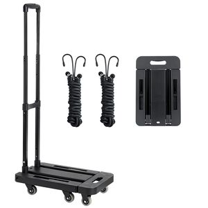 Carrello Pieghevole a 6 Ruote con Capacità di Carico di 227 Kg, Carrello per Bagagli Richiudibile con 2 Corde Elastiche e Base Espandibile - Product Image 1