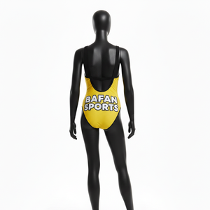 Traje de Baño Personalizado para Mujer, Tela de Poliéster y Spandex GSM, Paneles Laterales de Malla Amarilla y Negra, Diseño de Logotipo Termotransferible - Product Image 2