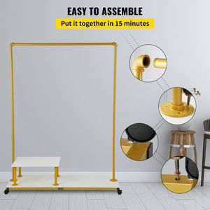 Organizzatore di vestiti rotolanti per impieghi gravosi 47.2 "x 14.2" x 63.0 "robusto telaio in acciaio 4 ruote girevoli modello di vendita al dettaglio - Product Image 6