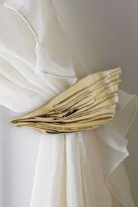 Modern Sophisticated Gold Finish Leaf <b>Curtain</b> Tieback Elegant Wall <b>Hook</b> Drapery Holdback Set for Luxury Interior Design Projects - Product Image 3