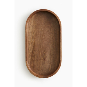 Elegante bandeja de madera hecha a mano, bandeja ovalada de madera sin acabar para contacto con alimentos, uso doméstico, plato hecho a mano - Product Image 5