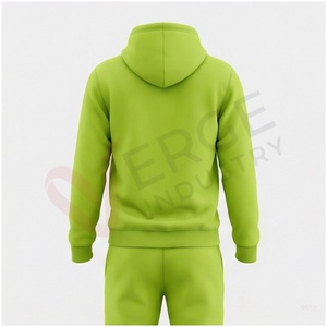 Conjunto Deportivo Unisex con Capucha Verde, Manga Larga, Color Sólido, Casual, Transpirable, Corte Regular, para Otoño, 100% Algodón, Peso Medio - Product Image 2