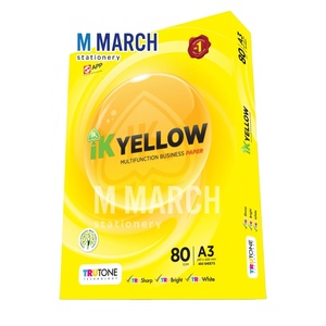 Calidad Superior 80gsm A4 IK Papel de copia amarillo 100% Pulpa de madera natural Suministro de fábrica para necesidades de impresión a granel - Product Image 1