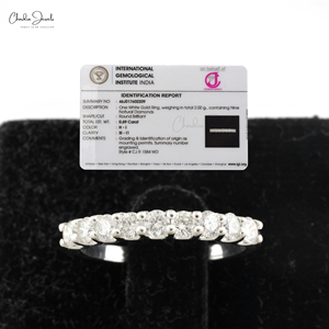 Anillo de Compromiso de Diamantes Blancos Naturales de 0.69CTW, Media Eternidad, Tendencia 2026 de Alibaba, Oro Blanco de 14K para Mujer - Product Image 5