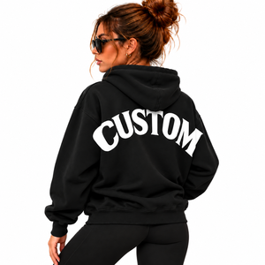 <b>Women</b> Oversized <b>Fleece</b> Hoodie <b>Black</b> Solid Color Pullover Sweatshirt With Pockets Hooded Casual Streetwear Style - Product Image 5