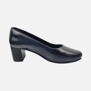 Escarpins formels pour femmes, dessus en cuir lisse, semelle extérieure en caoutchouc, bout fermé, talon moyen - Product Image 1