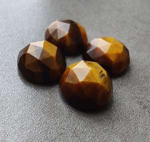 Piedra Preciosa Suelta de Ojo de Tigre Natural, Corte Redondo, Fondo Plano, Calibrada para Joyería - Product Image 2